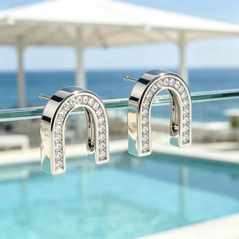 Solid 925 Sterling Silver Earrings Fully Set with Moissanite Daily Wear Elegant Gift Simple And Stylish Jewelry Accessory