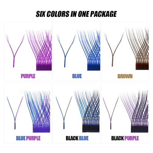 Imagen 2 del producto MASSCAKU-pestañas coloridas YY, 12 filas, volumen ruso prehecho, abanicos Y diseño de doble punta C/D, rizo, extensiones de pestañas postizas, maquillaje