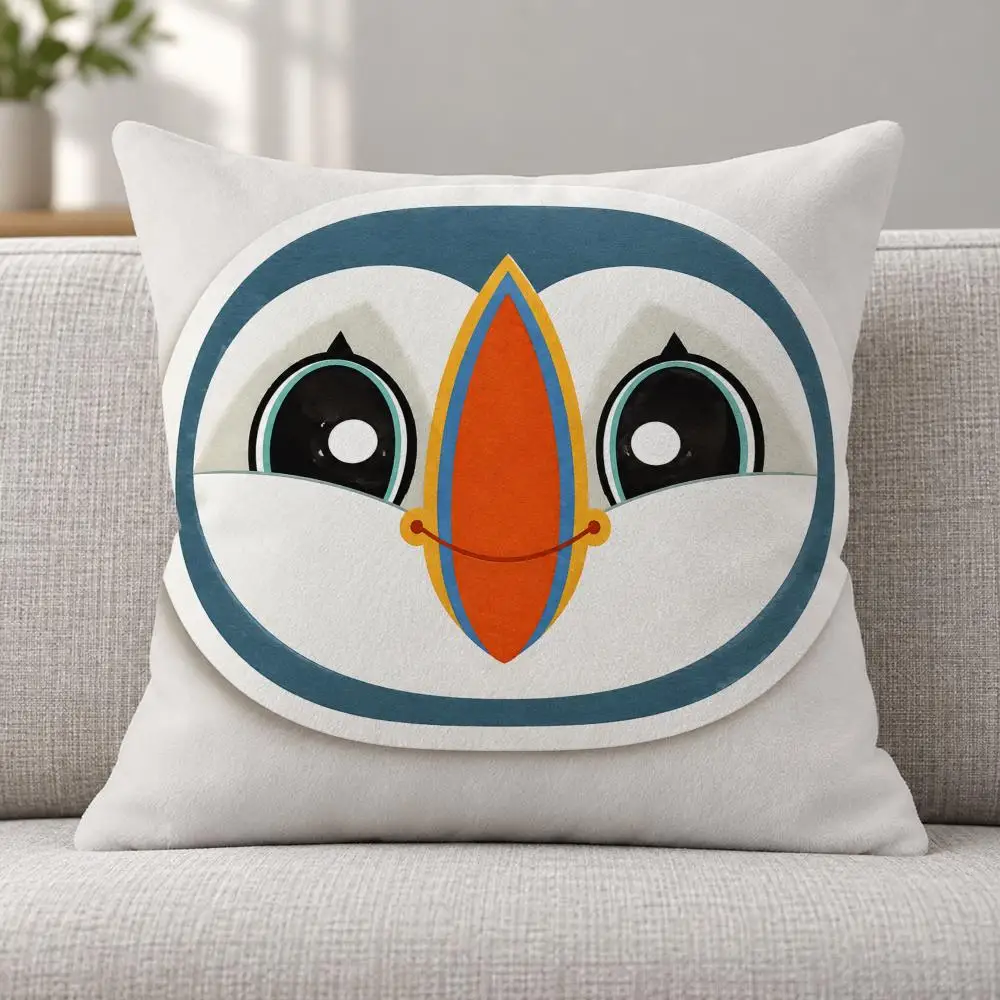 Cartoon Kids P-Puffin Rock Cushion Cover Soft Plush Decorative Sofa Bedroom Living Room Car Dorm Home Decor Gift