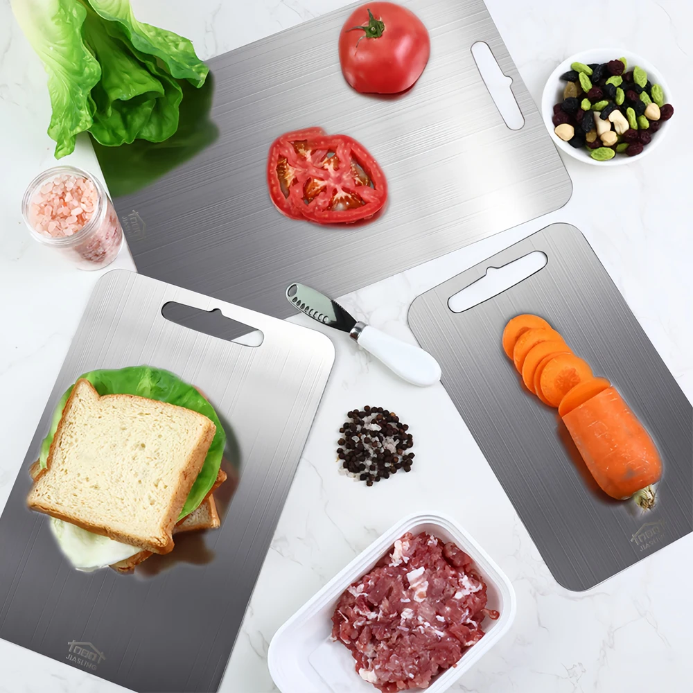 لوح من الفولاذ المقاوم للصدأ ولوح تقطيع للمطبخ المنزلي سميك مزدوج الجوانب لوح تقطيع كتلة العجن لوح العجين