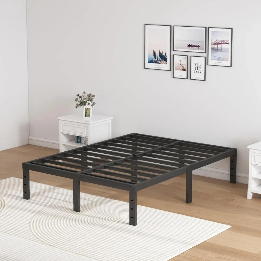 Full Size Bed Frame, 14 Inch Heavy Duty Metal Platform Bed Frame No Box Spring Needed, Storage Space, Noise Free, Easy Assembly