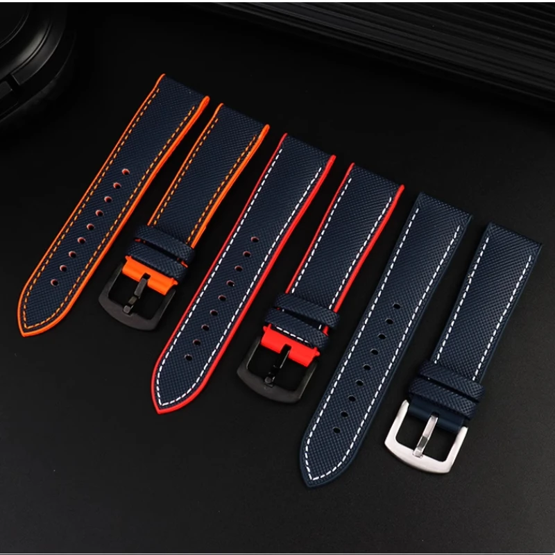 Dla Breitling seiko Mido Tag Heuer pasek do zegarka na płótnie Nylon gumowy 20 22mm 24mm wodoodporny zegarek męski zielony niebieski akcesoria