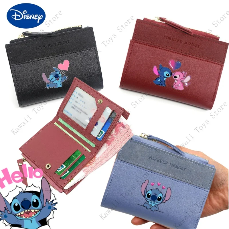 

Disney Stitch Anime Mini Wallet Lilo and Stitch Women's Short Wallet Cute PU Leather Coin Purse Multifunctional Card Holder