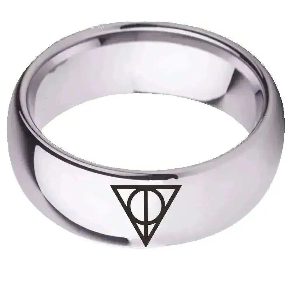 Bezpłatny statek biżuteria ze stali nierdzewnej film Harry Potter pierścionek z reliktami śmierci moda obrócony trójkątny pierścionek dla kobiet mężczyzn biżuteria — zdjęcie 3