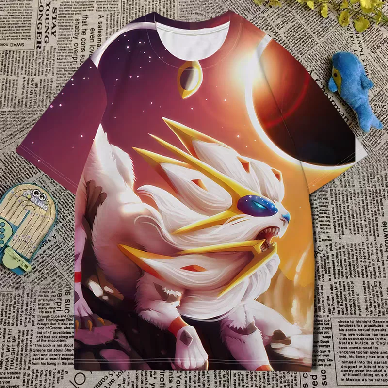 تيشيرتات Chao Pets Little Pokémon بأكمام قصيرة للأولاد والأولاد والطلاب يجلسون في Poké mon ووضع على ملابسهم.