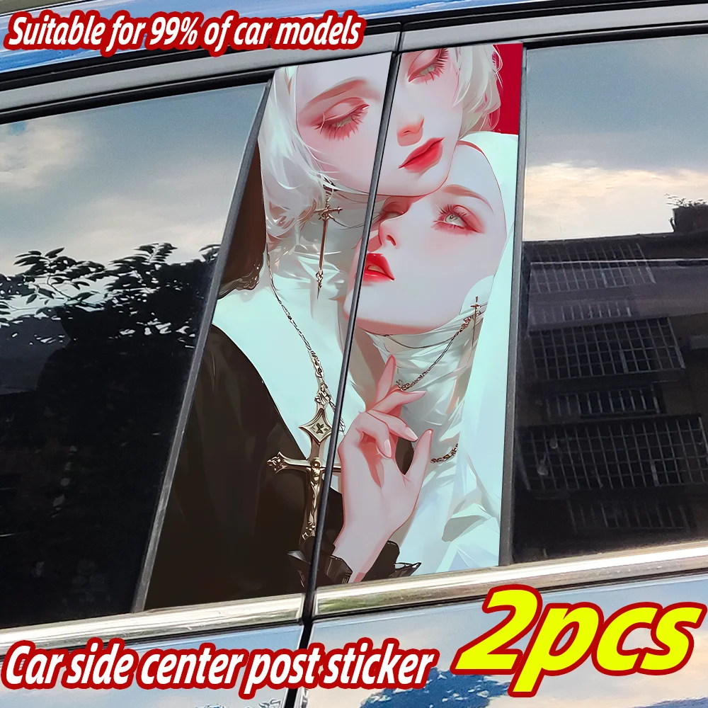 

Gothic Nun Sister Car Stickers Auto B Pillar Waterproof Sunscreen Decor Cover Scratches Car Doors Pillar Vinyl Decals Accessorie
