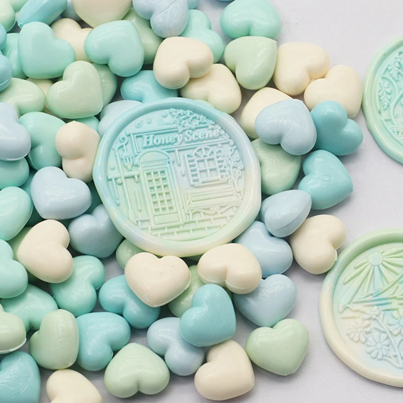 100 sztuk/worek w kształcie serca pieczęć woskowa pieczątki farby ogniowe pieczątki ziarna woskowe cząstki do koperty zaproszenie na ślub album do