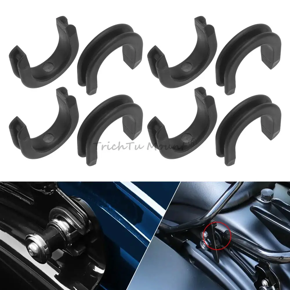 For Halrey Trouring Motorcycle Luggage Rack Sissy Bar Backrest 8PCS Side Plate Mounting Bracket Grommet Bushing ABS Plastic