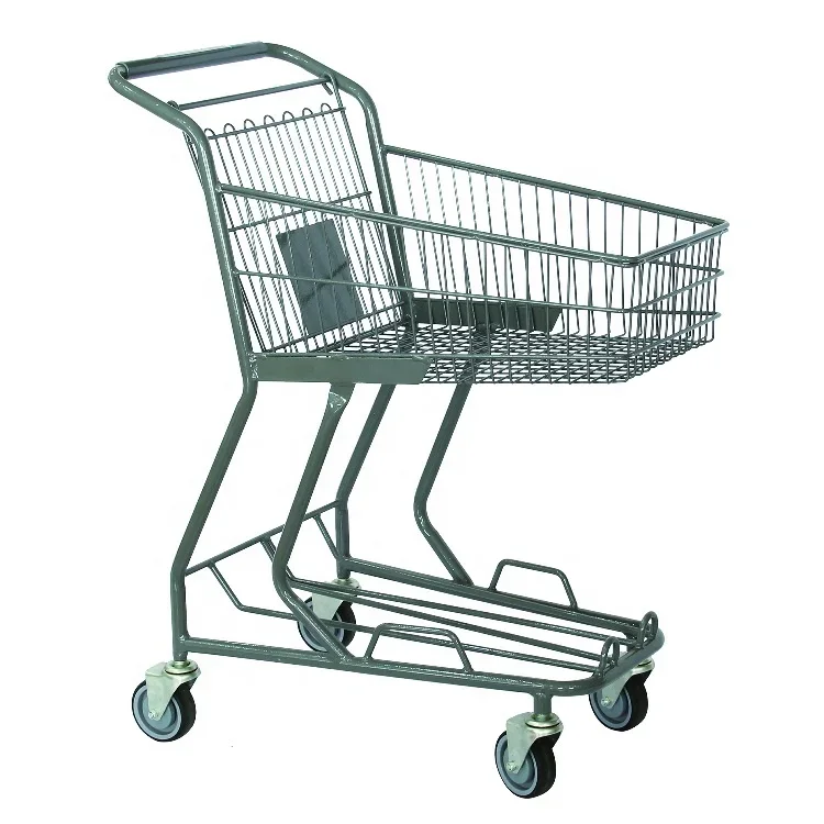 

Japan Style 75 Litres Nestable Shopping Trolley Supermarket With Lower Tray Hand Trolley For Outdoor Use Shopping Mall Mart