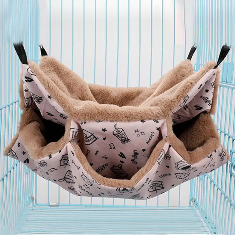 Small Pet Bed Hamster Hammock Doublelayer Hammock Hamster Hanging Bed Cage For Ferret Squirrel Pet Warm Hanging Nest