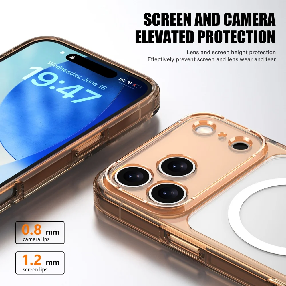 Custodia per telefono magnetica trasparente antiurto per iPhone 17 Pro Max 17Air 17 Pro TPU + PC Magsafe Custodia per telefono trasparente con ricarica wireless