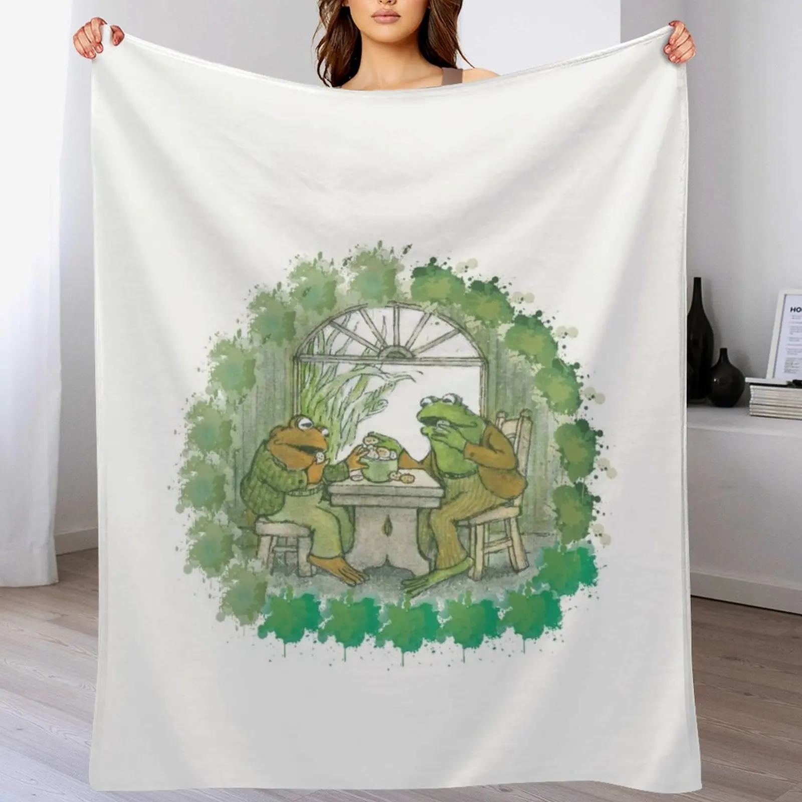 

Frog and toad on table Throw Blanket Thins Decorative Beds Flannel Picnic Blankets