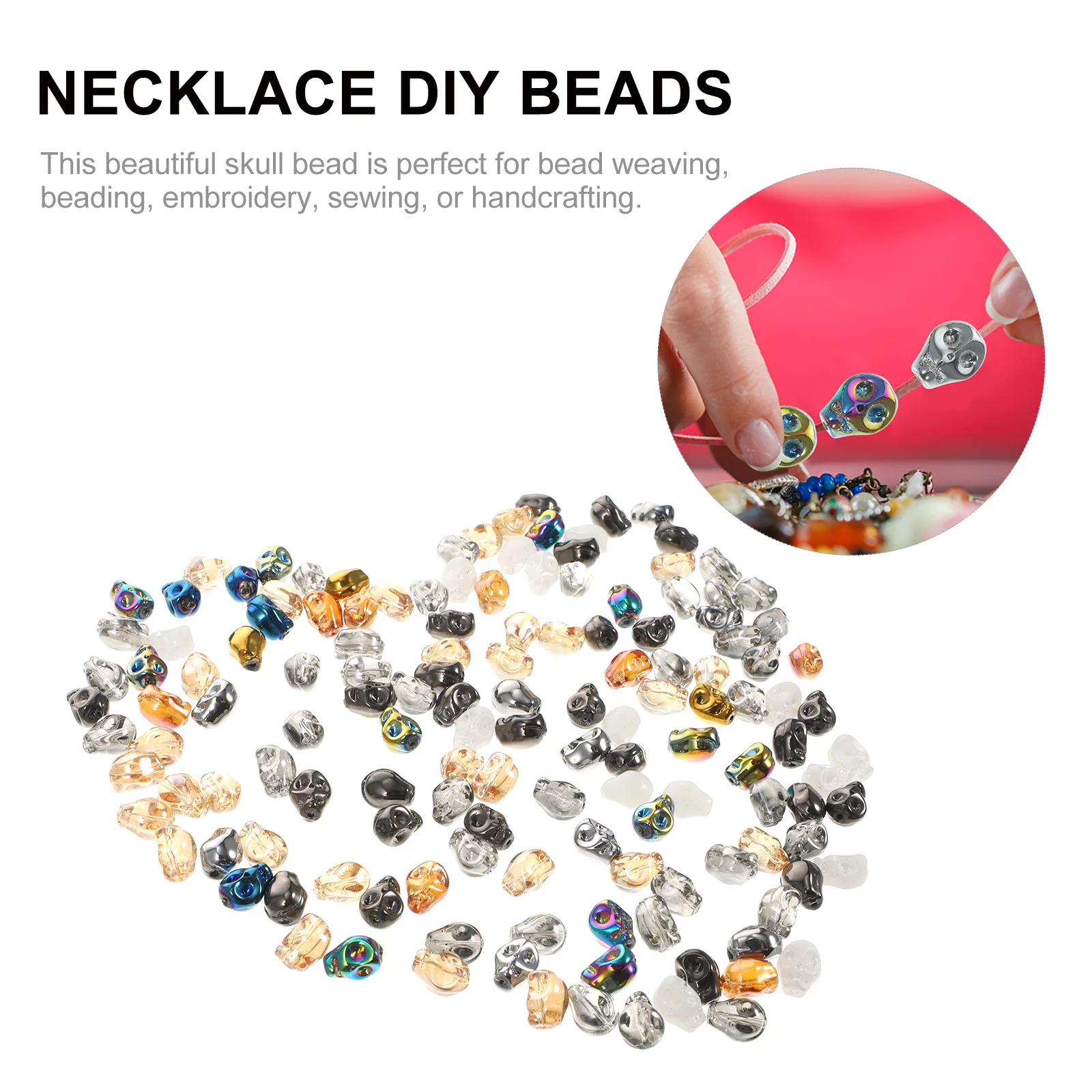 

140pcs Skull Beads Glass Smooth Lightweight For Jewelry Making Diy Crafts Necklace Bracelet Spacer Accessories
