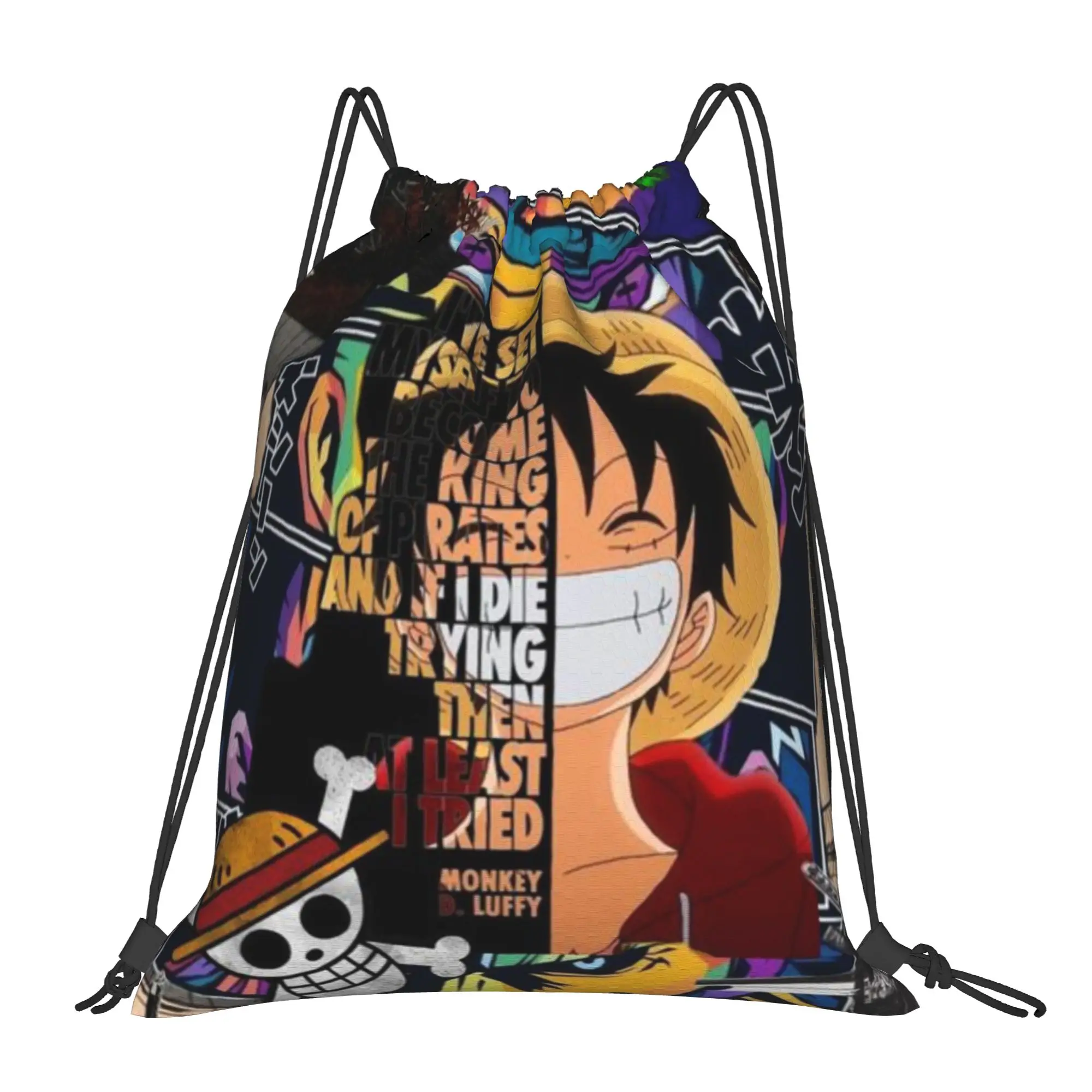 

Многофункциональный карманный рюкзак Smile Luffy для мужчин и женщин, дорожная сумка для подростков, сумки на шнурке с принтом