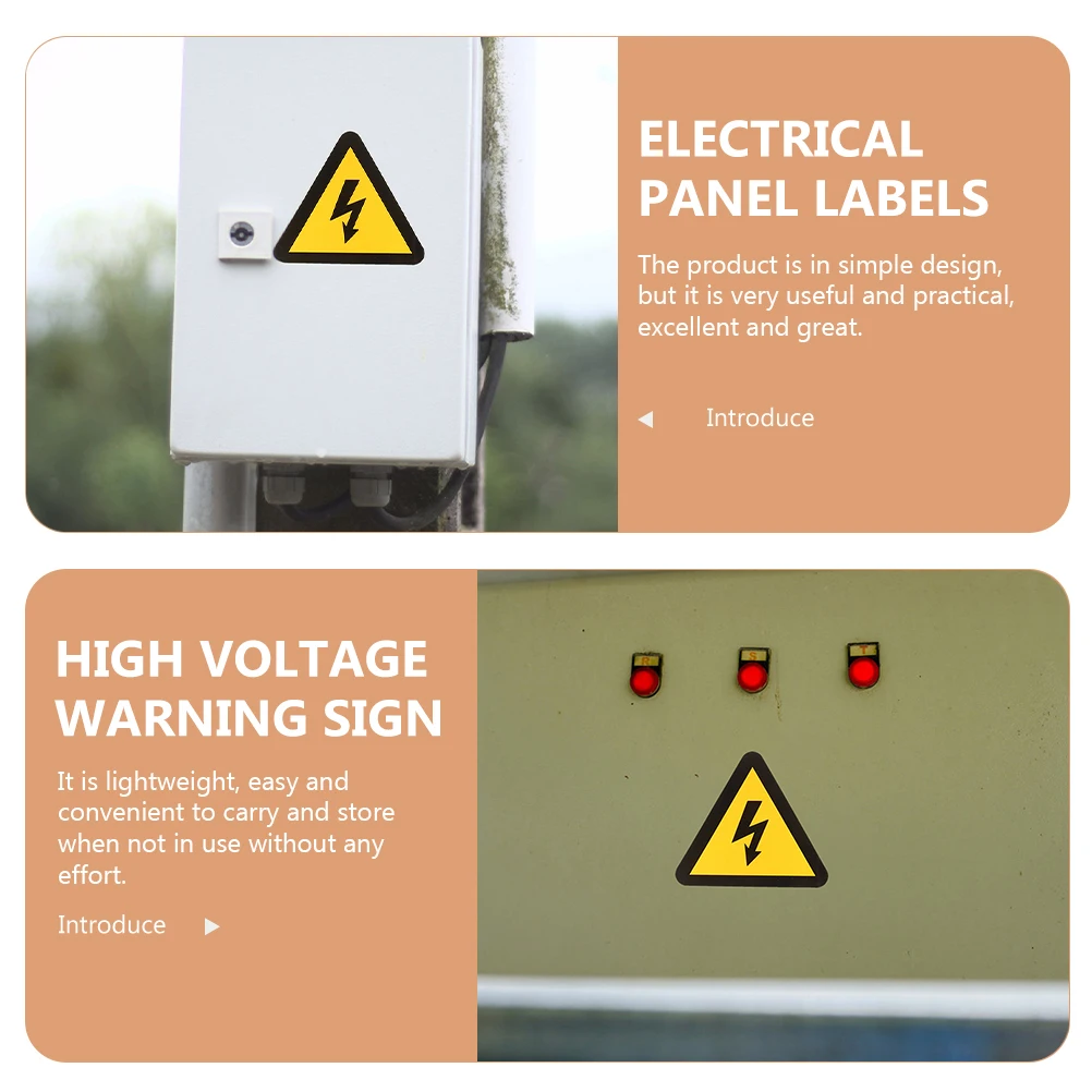 

24pcs Warning Sign Stickers Safety Electric Fence Grounding Signs High Voltage Labels Caution Stickers Yellow Triangle