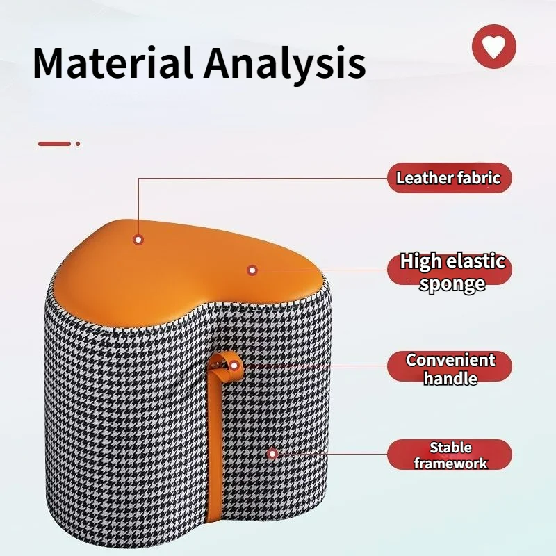 Табурет для макияжа в форме персикового сердца, портативный табурет в форме любви, круглый табурет, милые табуретки для смены обуви, диван, журнальный столик, боковой османский пуф