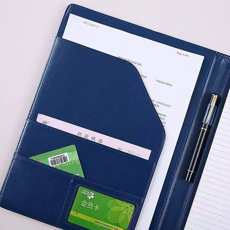 A5 File Clipboard Man PU File Folder Portfolio Business Document Holder Metal Clipboard Pad Document Organizer Holder Office image 5