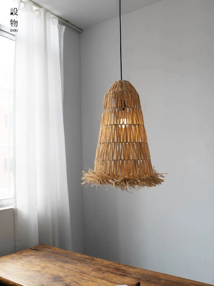 Wabi Sabi Style Handmade Woven Chandelier Japanese Retro Style Homestay Restaurant Living Room Decoration Rope Woven Chandelier