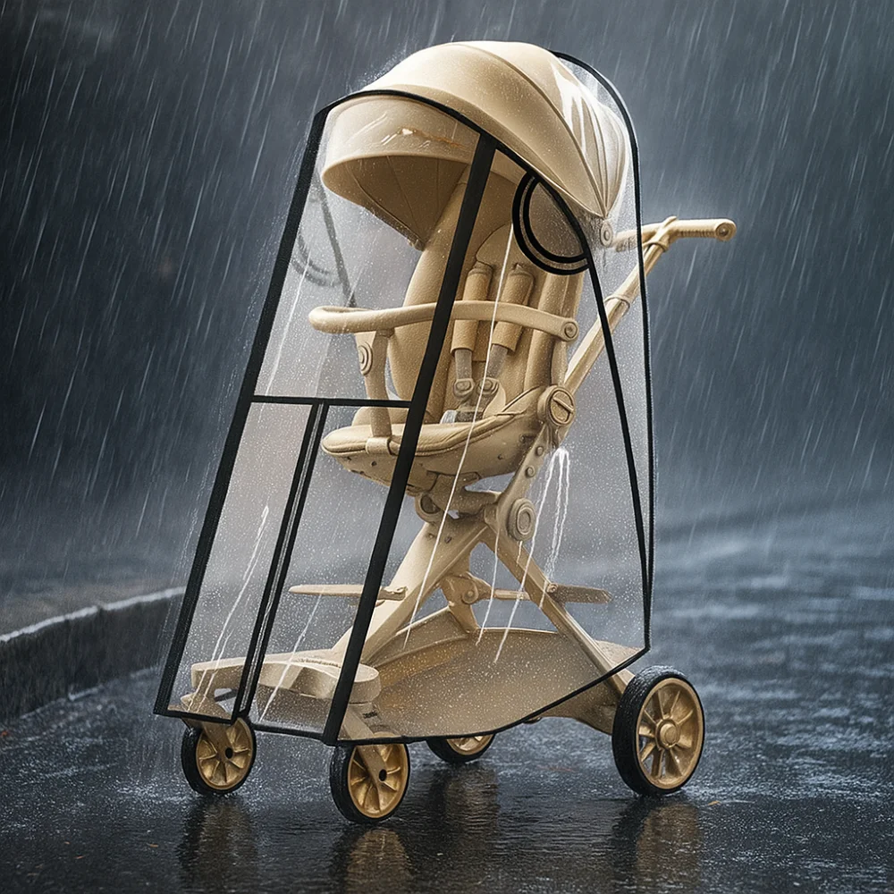 

Transparent Baby Strollers Rainproof Cover Waterproof Windproof Baby Pram Rain Cover Nobstructed View Travel Pushchair Raincoat
