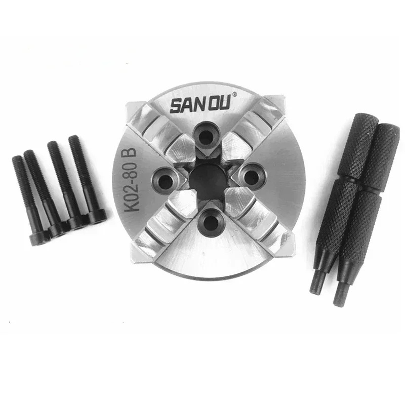 Sanou Miniature hand-tight chuck K01-100 K02-100 three/four jaw small chuck miniature chuck Flange connection Woodworking lathe