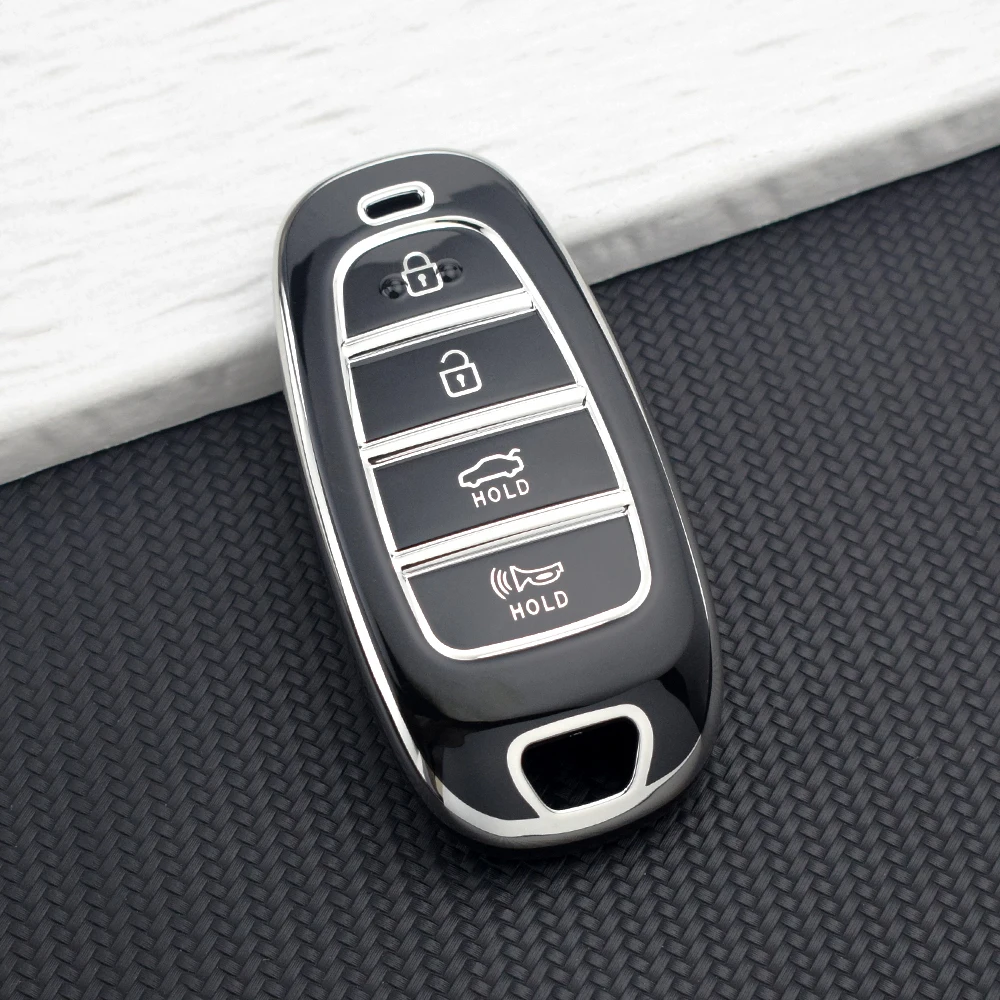 4 Buttons TPU Car Key Cover Shell Fob for Hyundai Sonata Elantra Creta Ix35 Ix45 I10 I30 I40 Tucson Santa Fe Rena Auto Key Case