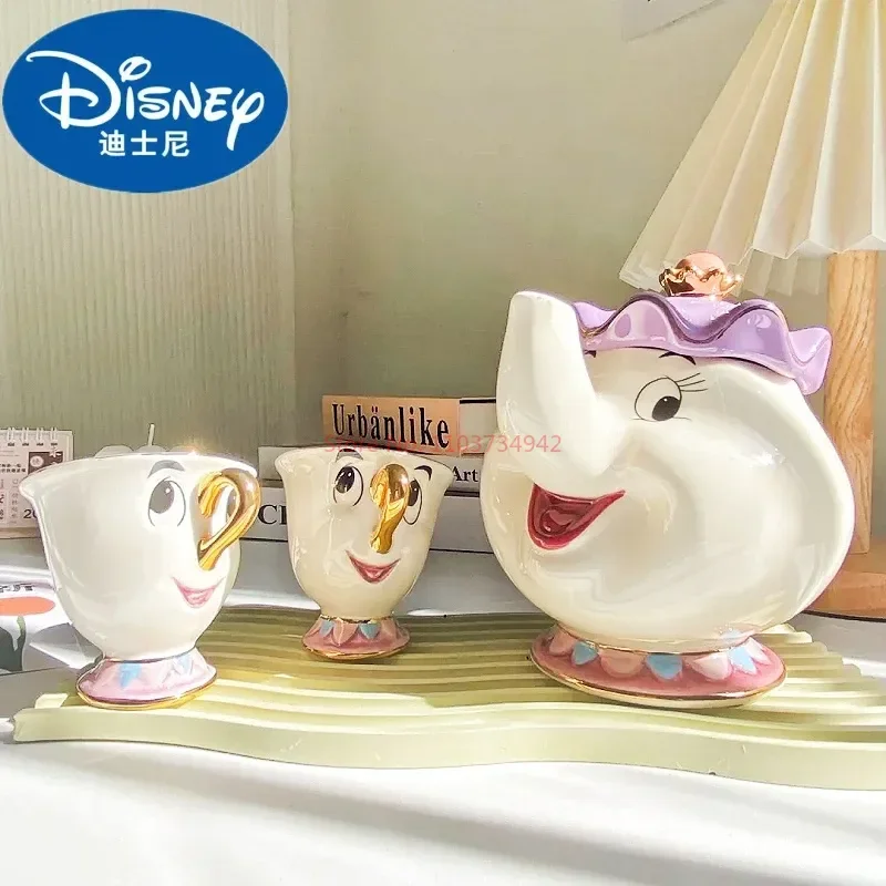 Disney Teapot Cute Cartoon Beauty And The Beast Coffee Pot Mug Mrs Potts Chips Cup Tea Cup Pots One Tea Sets Droshipping Gifts