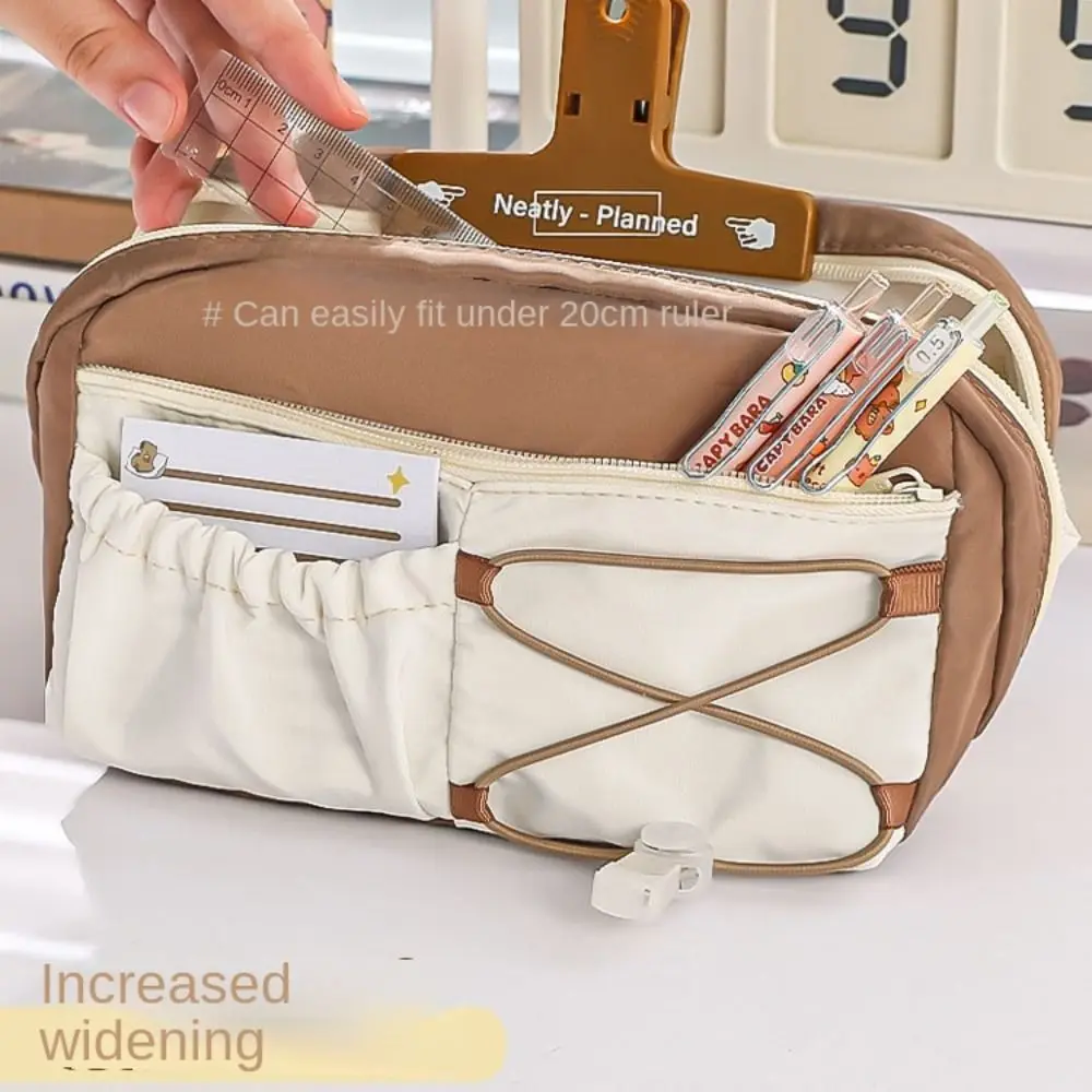 مقلمة كابيبارا اللطيفة ذات سعة كبيرة متعددة الطبقات صندوق رصاص برباط متعدد الوظائف حقيبة أقلام اللوازم المدرسية #5