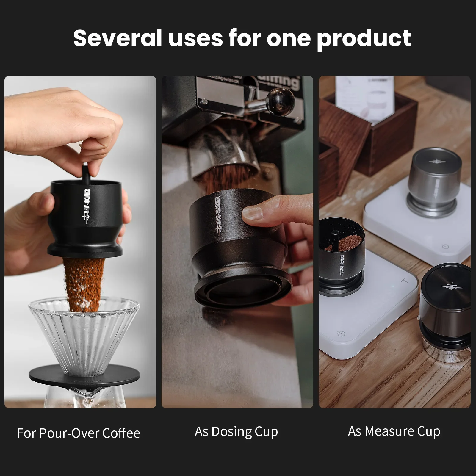 IN Stock MHW-3BOMBER Espresso Powder Receiver Cup Fits 51-54/58mm Portafilters,Dosing Cup for Coffee Powder Distribution Cups