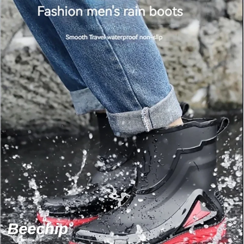 Cross Border Fashion Korean Version Thick Sole Anti Slip Rain Boots For Middle-Aged And Elderly Children