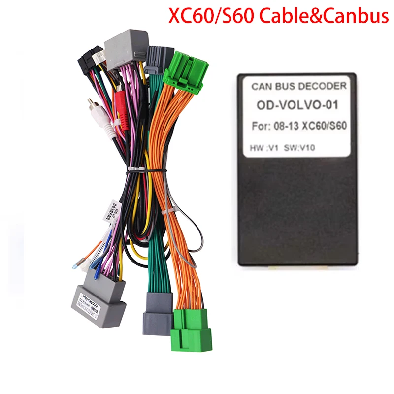 Android Canbus Box Adaptor for Volvo XC60 S60 2008 2009 2010 2011 2012 2013 With 16 Pin Wirng Harness Cable for Car radio