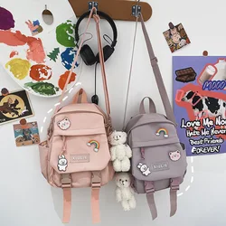 Korean Style Cute Backpacks Women Waterproof Nylon Small Shoulder Bags for Teenage Girls Schoolbags Flower Travel Rucksack 2023