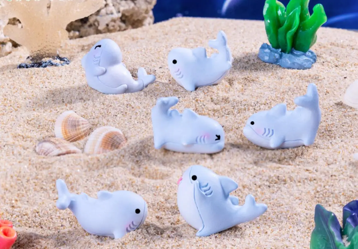 100pcs Cartoon simulation shark Whale Flatback Resin Scrapbooking For Craft DIY Dollhouse Accessories