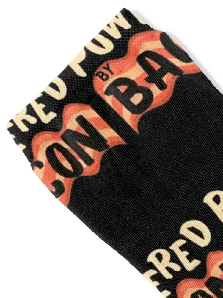 Powered by Bacon, Funny Christmas Gift for Meat Lovers Socks designer brand floral floor New year's Women's Socks Men's