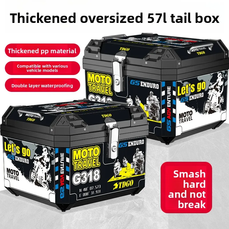 AliExpress NONE Universal Motorcycle Trunk with 57L Capacity - Large Rear Storage Box for Electric Scooter and Bike