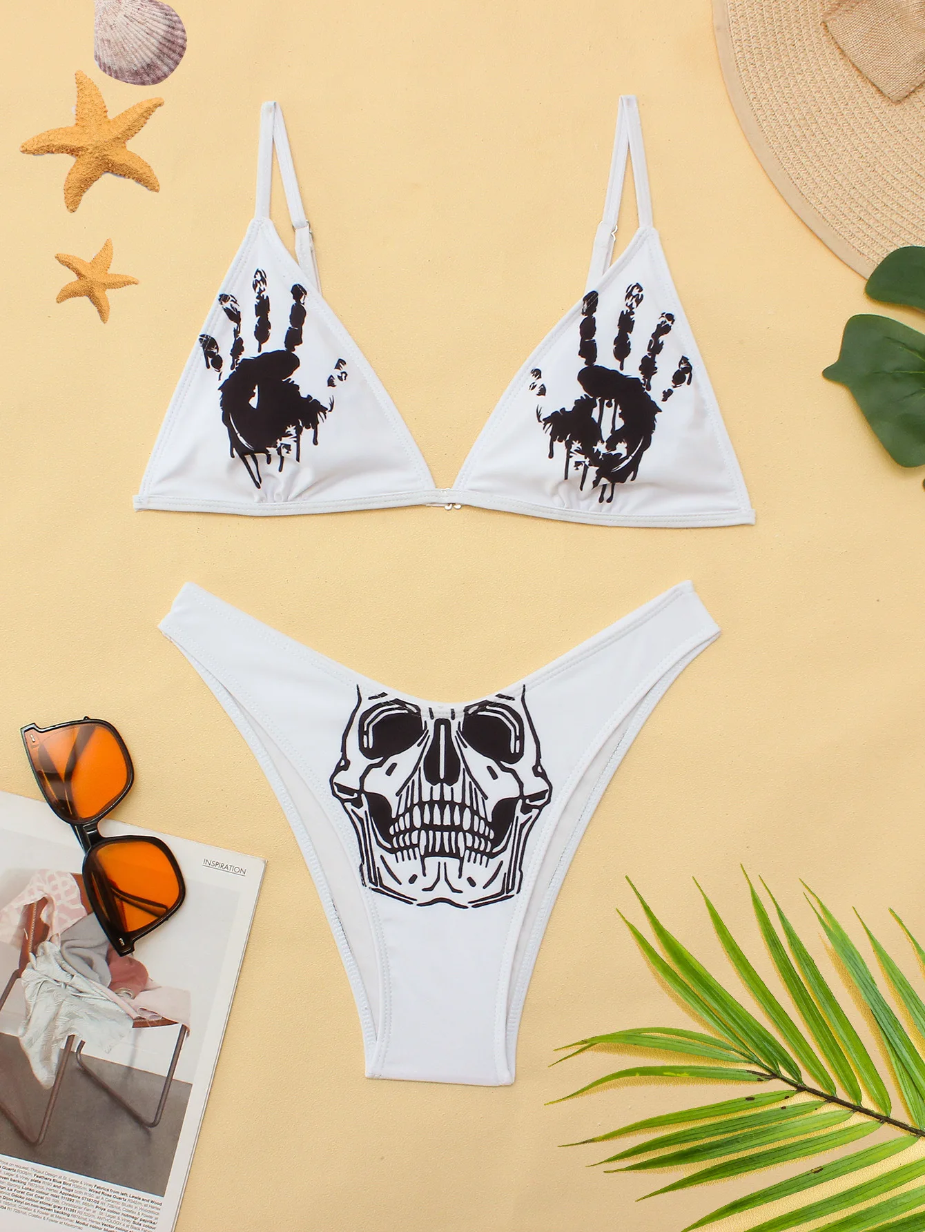 Gothic Skull Hand Print Bikini Set Women Dark Punk 2 Piece Swimsuit Sexy Low Waist Bathing Suit Summer Beach Swimwear - view 3