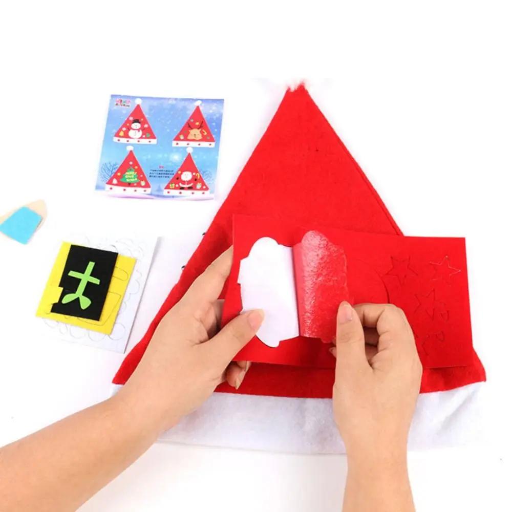 Cappello da Babbo Natale fatto a mano in tessuto non tessuto Babbo Natale Alce Bambini Cappelli per arti di Natale Padre Natale Pinguino Kriss Kringle Hat Party