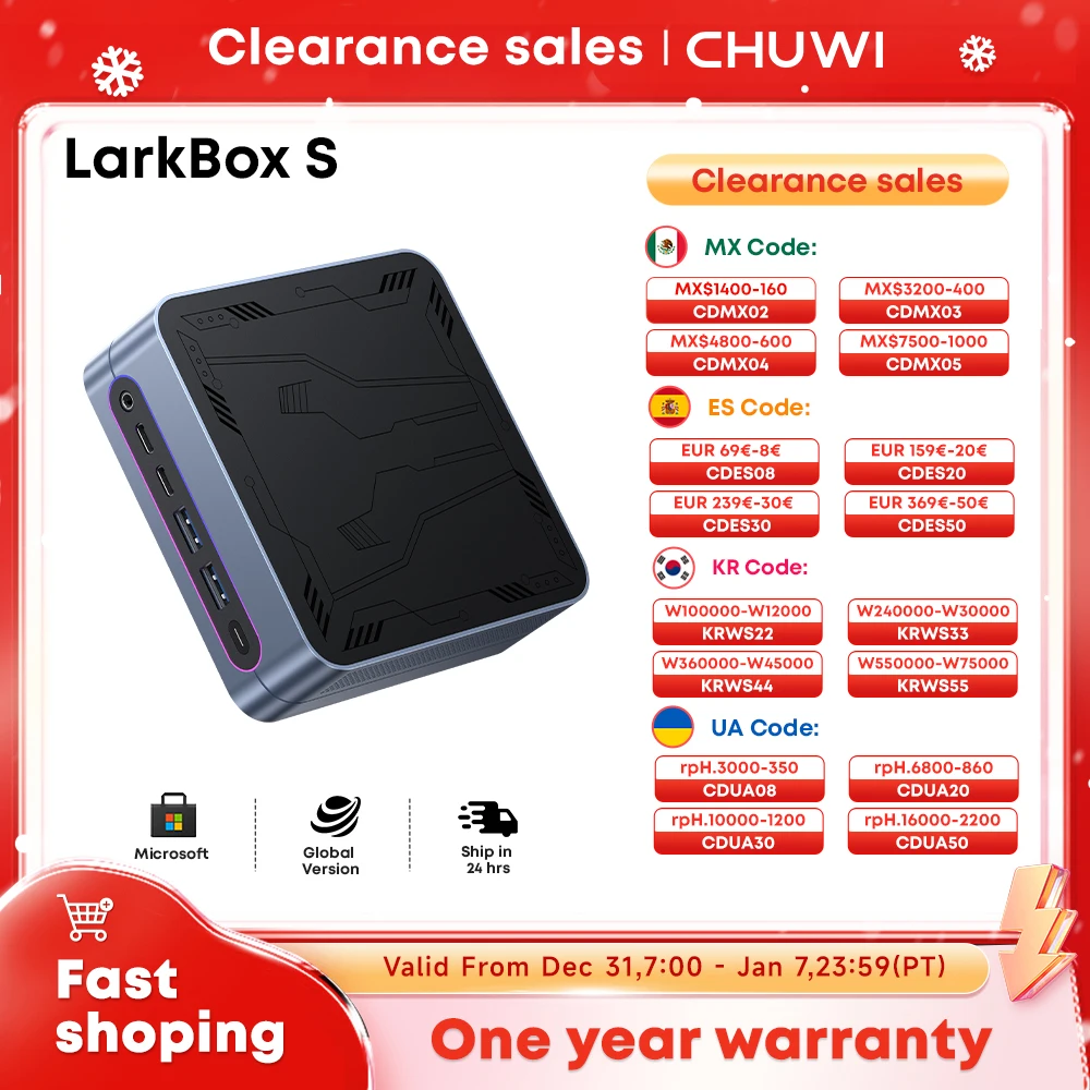 CHUWI LarkBox S MiniPC Intel i3-1220P UHD Graphics 10 cores and 12 threads 16GB RAM 512GB SSD Desktop Gaming Computer Mini PC