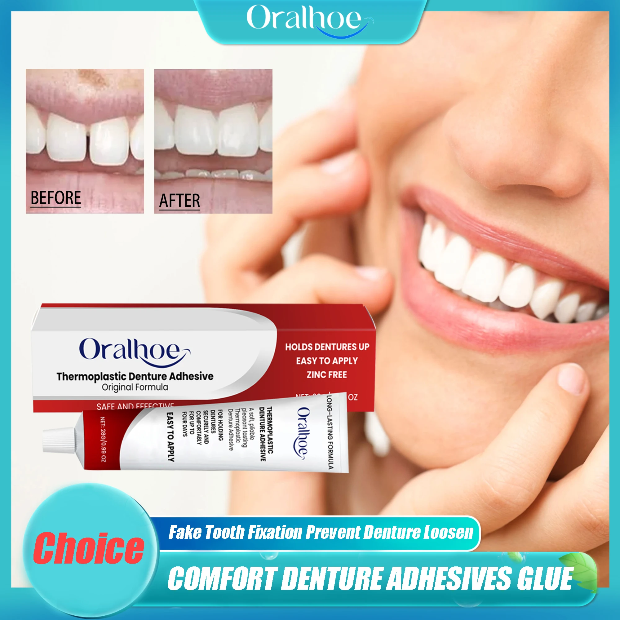 

Comfort Denture Adhesives Glue Fake Tooth Fixation Prevent Denture Loosen Improved Comfort Aesthetic Dental Care Adhesives