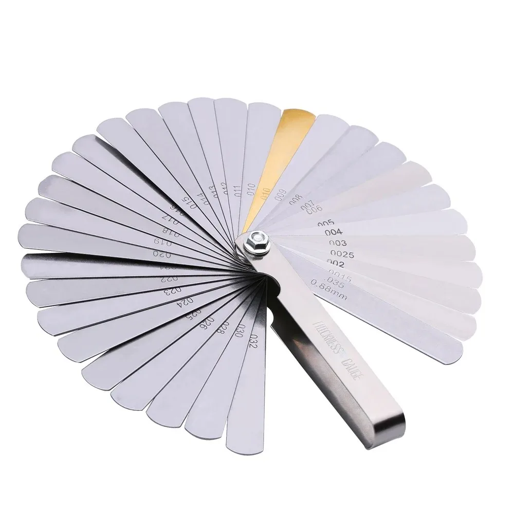 32 Blades Feeler Gauge Set Stainless Steel Dual Marked Metric and Standard SAE Valve Thickness Gauge Gap Measuring Tool XXL