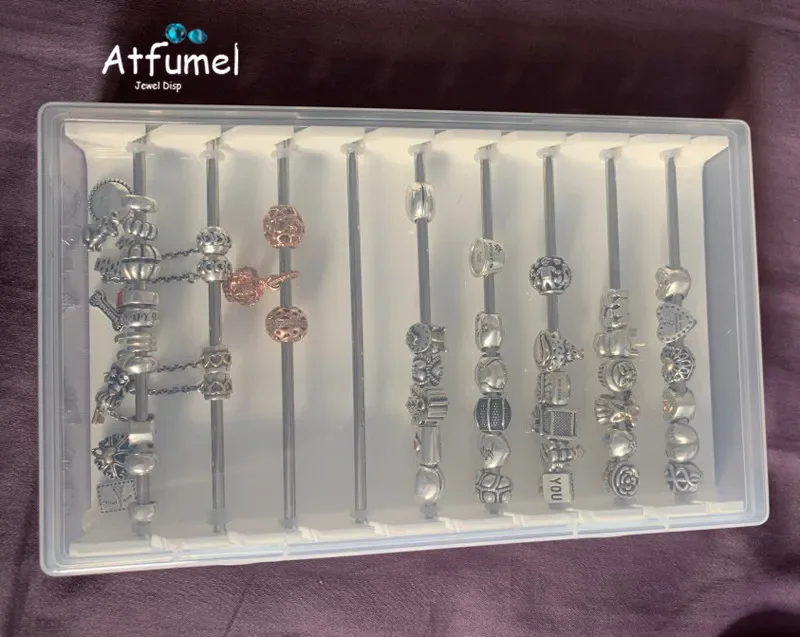 Acrylic Beads Storage Box Charms Jewelry Organizer Beads Connection Display Tray DIY Bracelet Necklace Trollbeads Container Box