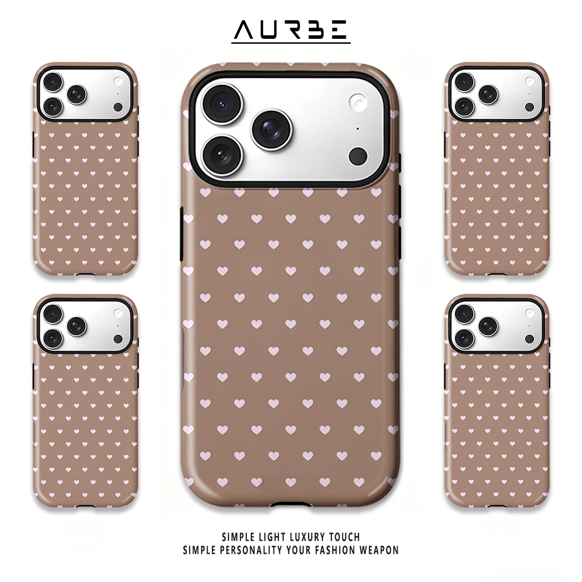 Pirve Mocha Blush Hearts For MagSafe Phone Case For iPhone 18 PRO 17 16 15 14 Plus 13 12 Pro Max 2-in-1 Hard PC Cover