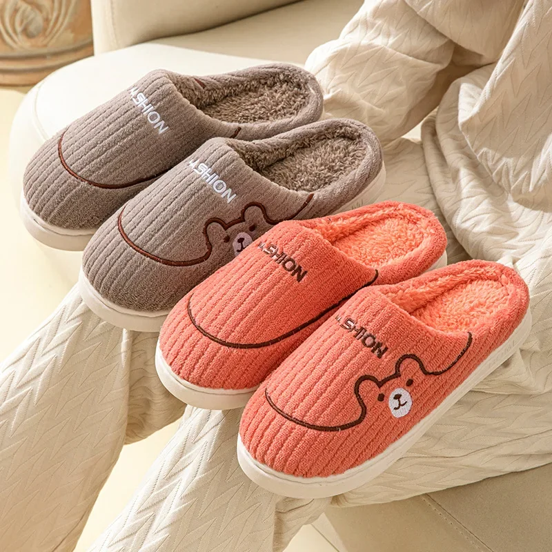 

Cotton Slippers for Couple Winter New Style Indoor and Outdoor Home Warm Thick Bottom and Plush Non-slip Shoes Slippers 슬리퍼 크록스