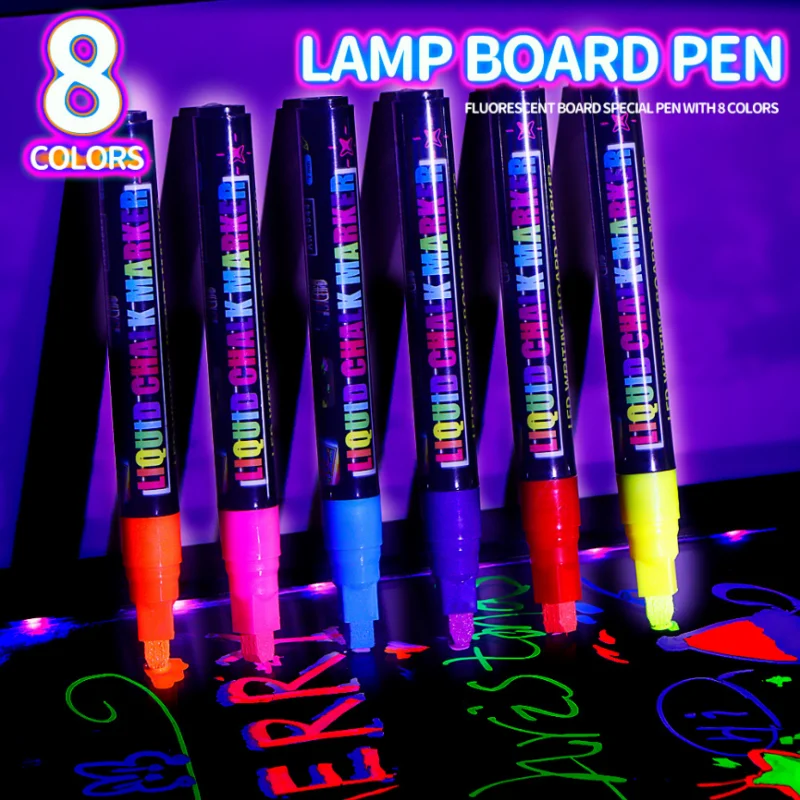 8 Colors Liquid Chalk Markers Led Fluorescent Board Writing Marker Water-based Ink Dust-free Hdoodle Advertising Erasable Marker