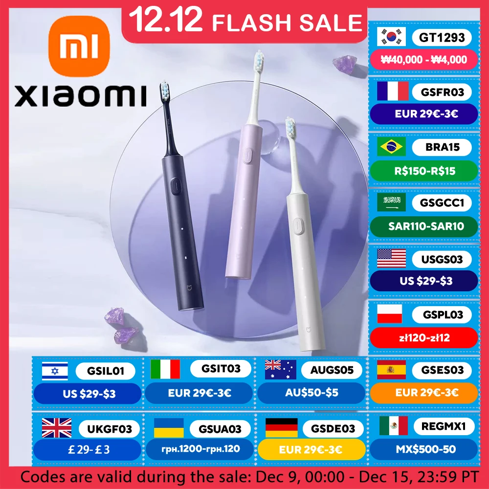 XIAOMI MIJIA T302 Electric Sonic Toothbrush USB Charge Rechargeable For Adult Waterproof Electronic Whitening Teeth Tooth Brush