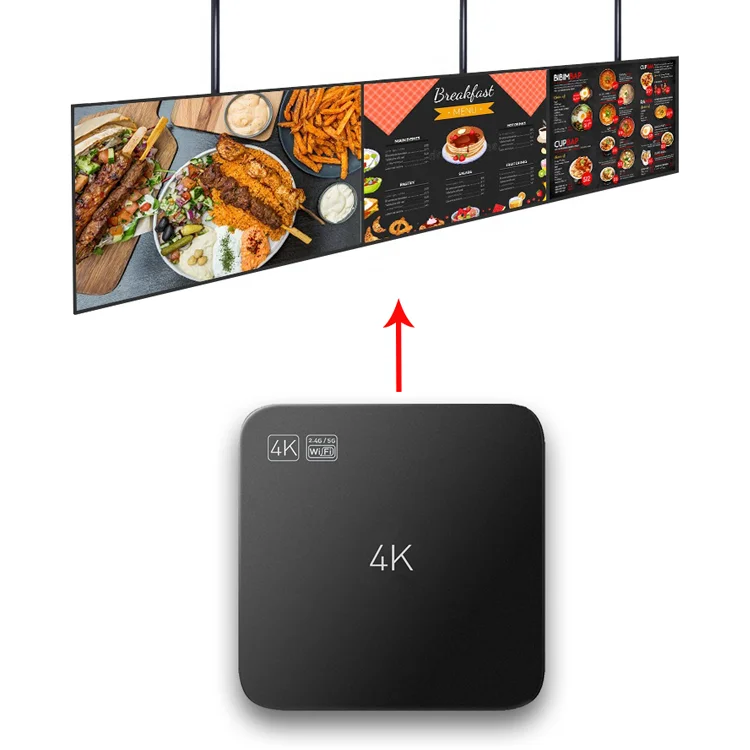 

4K Digital Menu Board Mini Network Digital Signage Media Player with Free CMS Cloud Service