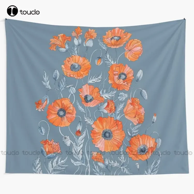 Poppies Floral Botanical Art Tapestry Artist Tapestry Tapestry Wall Hanging For Living Room Bedroom Dorm Room Home Decor