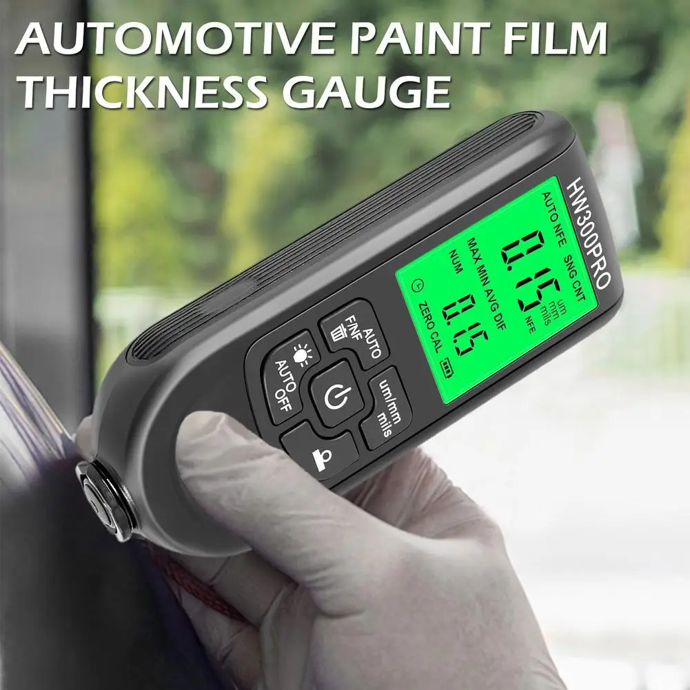 Hw300pro Auto Thickness Gauge Digital Coating Car Paint Paint Measuring Automatic Thickness Film 0.1micron/0-2000 Tools Tes N6v8