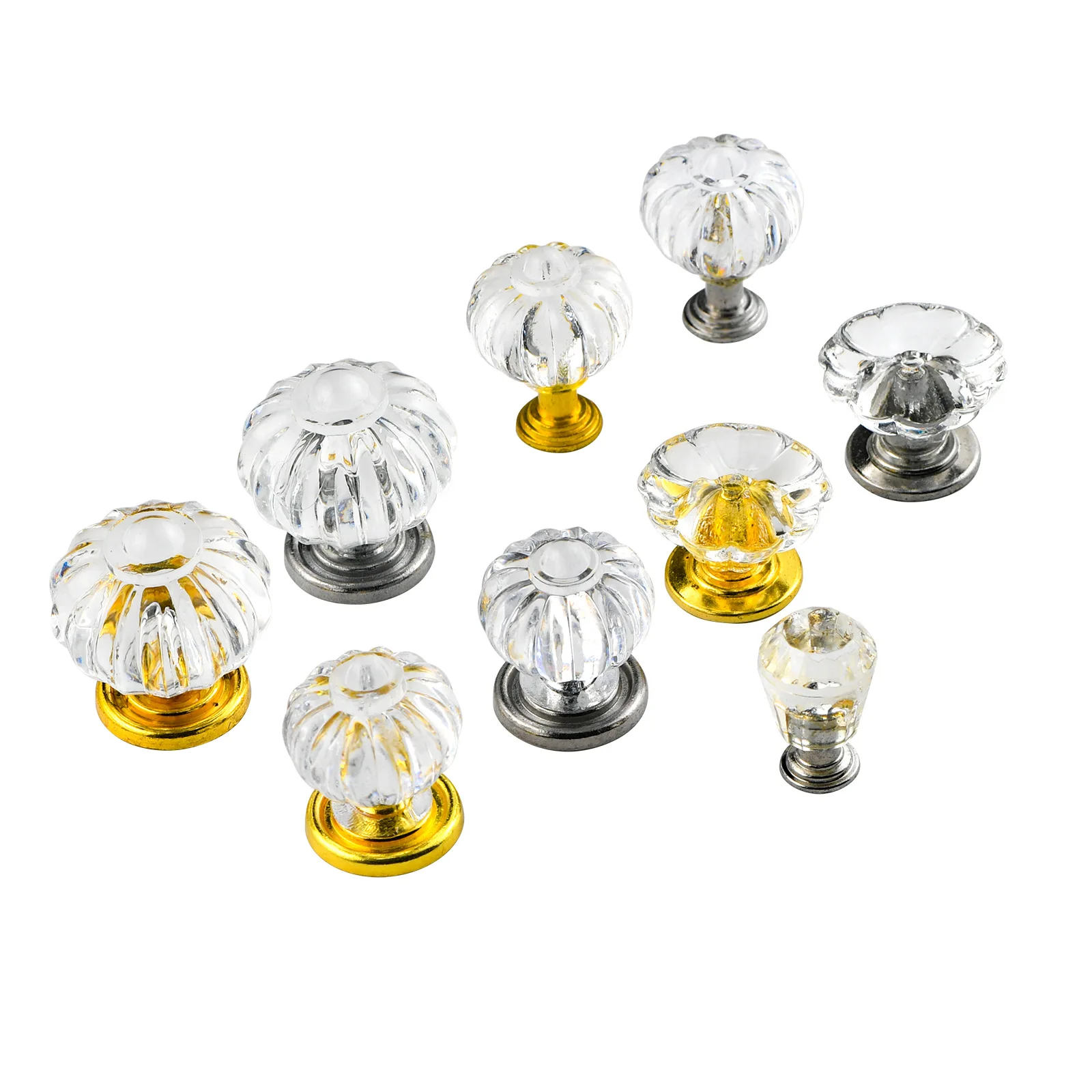 Cross-border acrylic single-hole gold transparent crystal handle light luxury cabinet bathroom cabinet drawer cabinet door handl