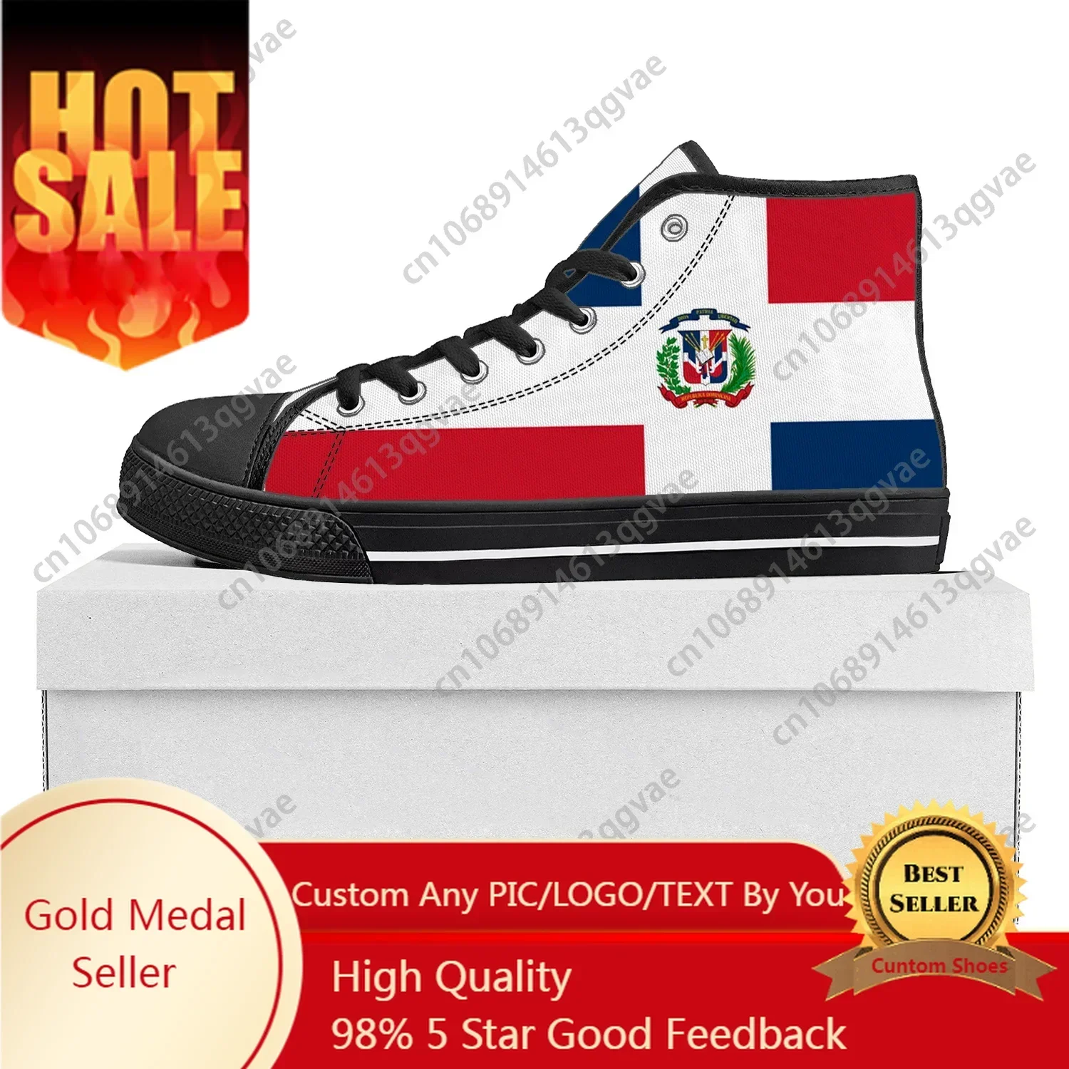

Dominican Republic Flag High Top Sneakers Mens Womens Canvas Sneaker Casual Couple Shoes Custom Shoe