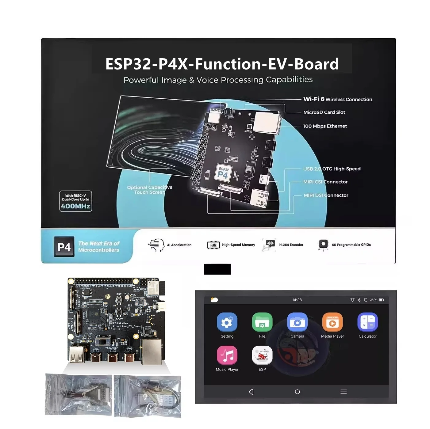 Maker Embedded IoT Vision Kit Espressif ESP32 P4X EYE Edge AI Development Board Dual Core RISC V Chip Built In Camera For